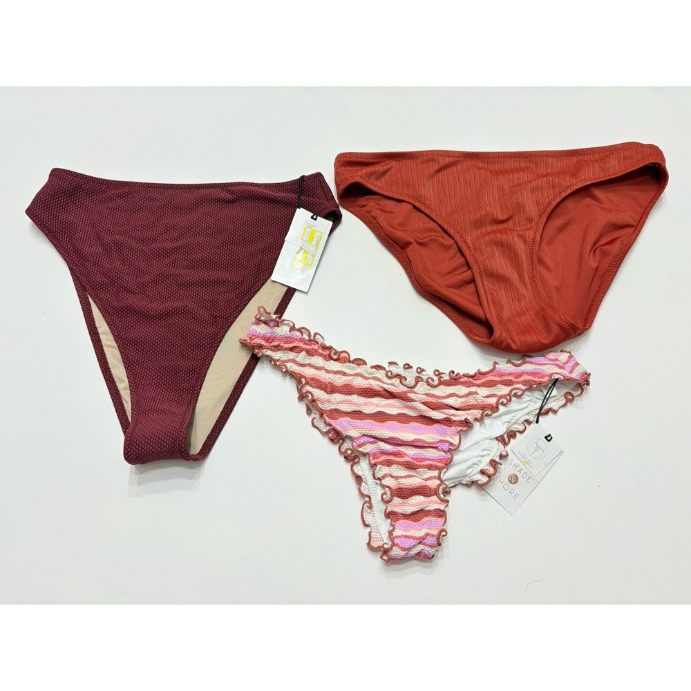 Lot Of 3 Swim Bikini Bottoms Size Small New, Shade And Shore‎ And More
